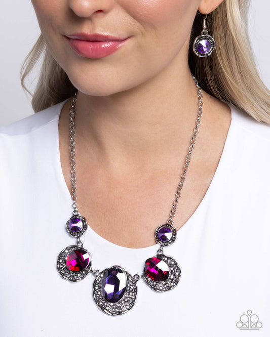 City Color - Purple/Pink Gems Paparazzi Necklace & matching earrings