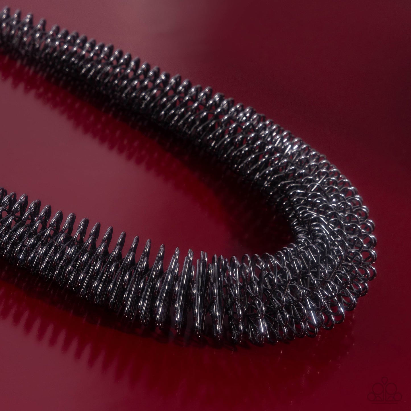 Trenchant Tribute - Gunmetal Woven Cap Fittings Paparazzi Necklace & matching earrings