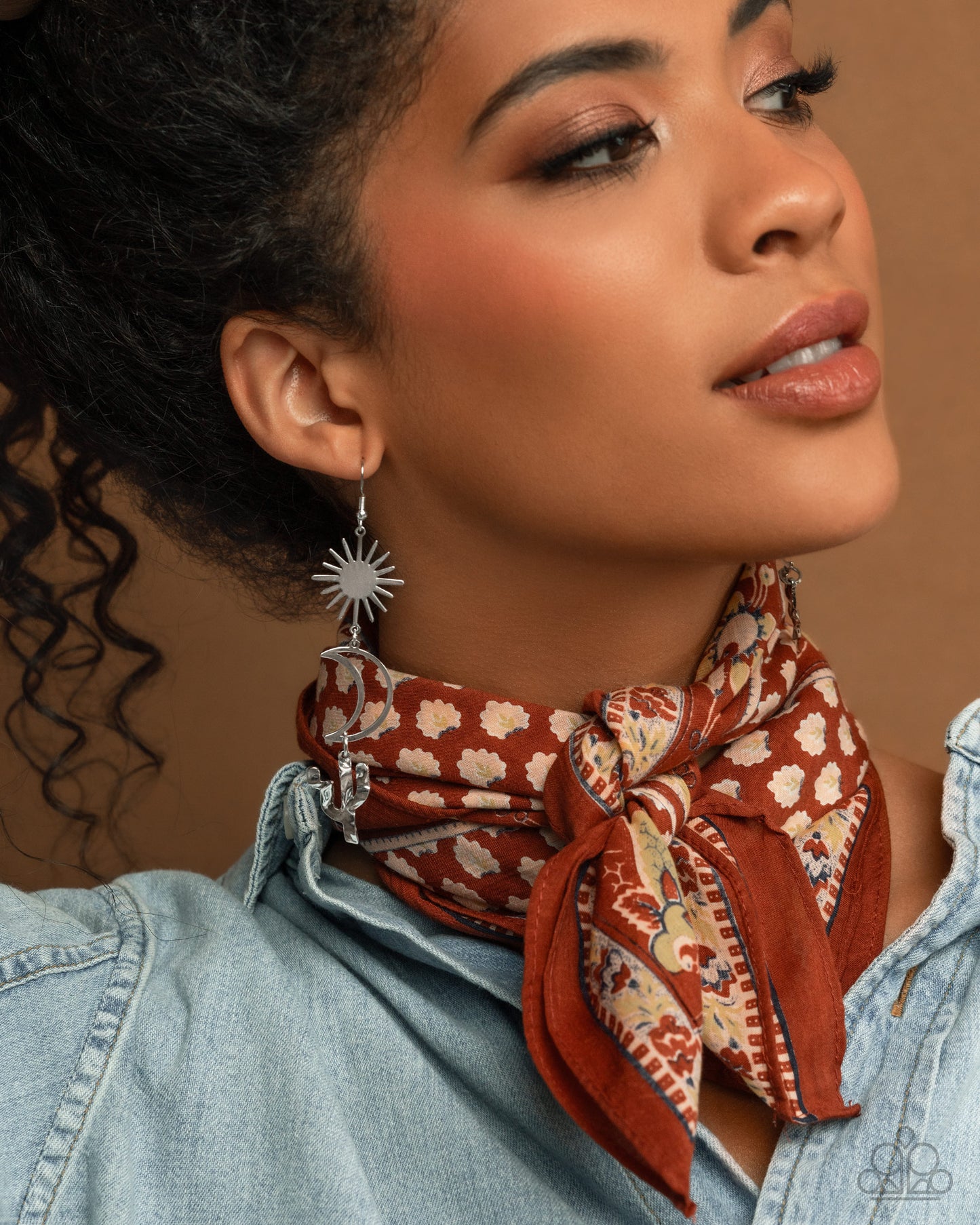 Wishfully Western - Silver Star, Crescent Moon, & Cactus Charms Paparazzi Earrings