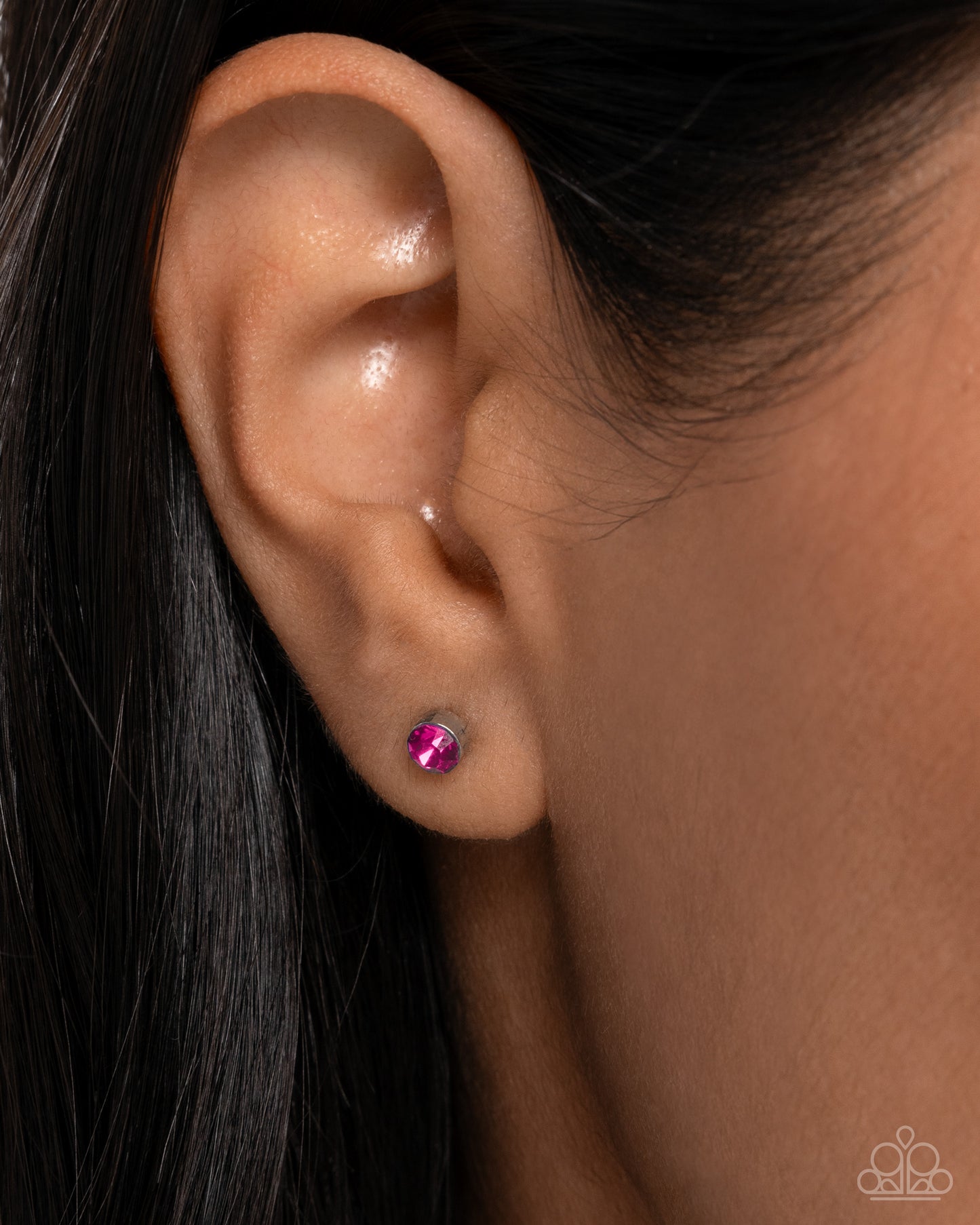 Logical Light - Pink Rhinestone Paparazzi Post Earrings