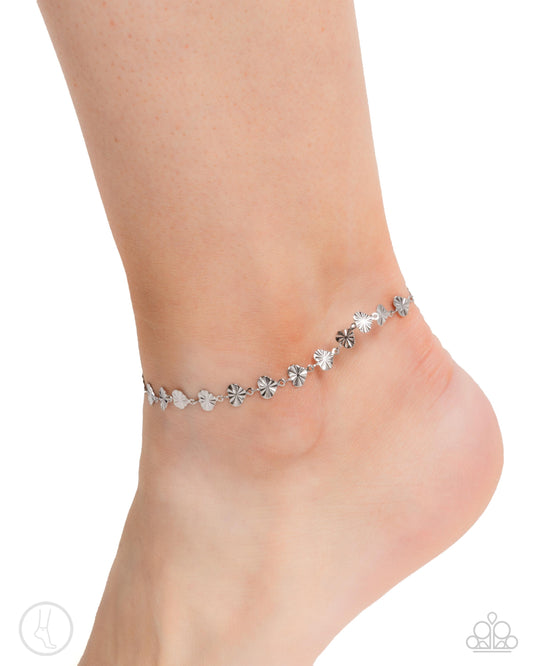 Fine Fortune - Silver Textured Stainless Steel Hearts Paparazzi Anklet