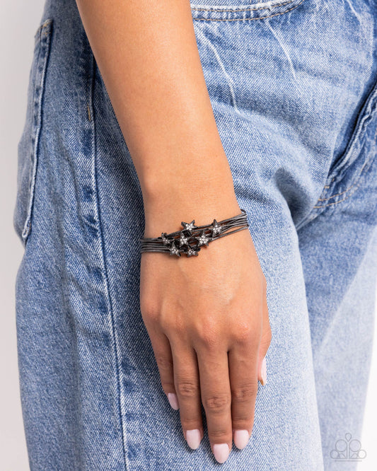 Guest Star - Gunmetal Stars/Gunmetal Snake Chain Paparazzi Tennis Bracelet