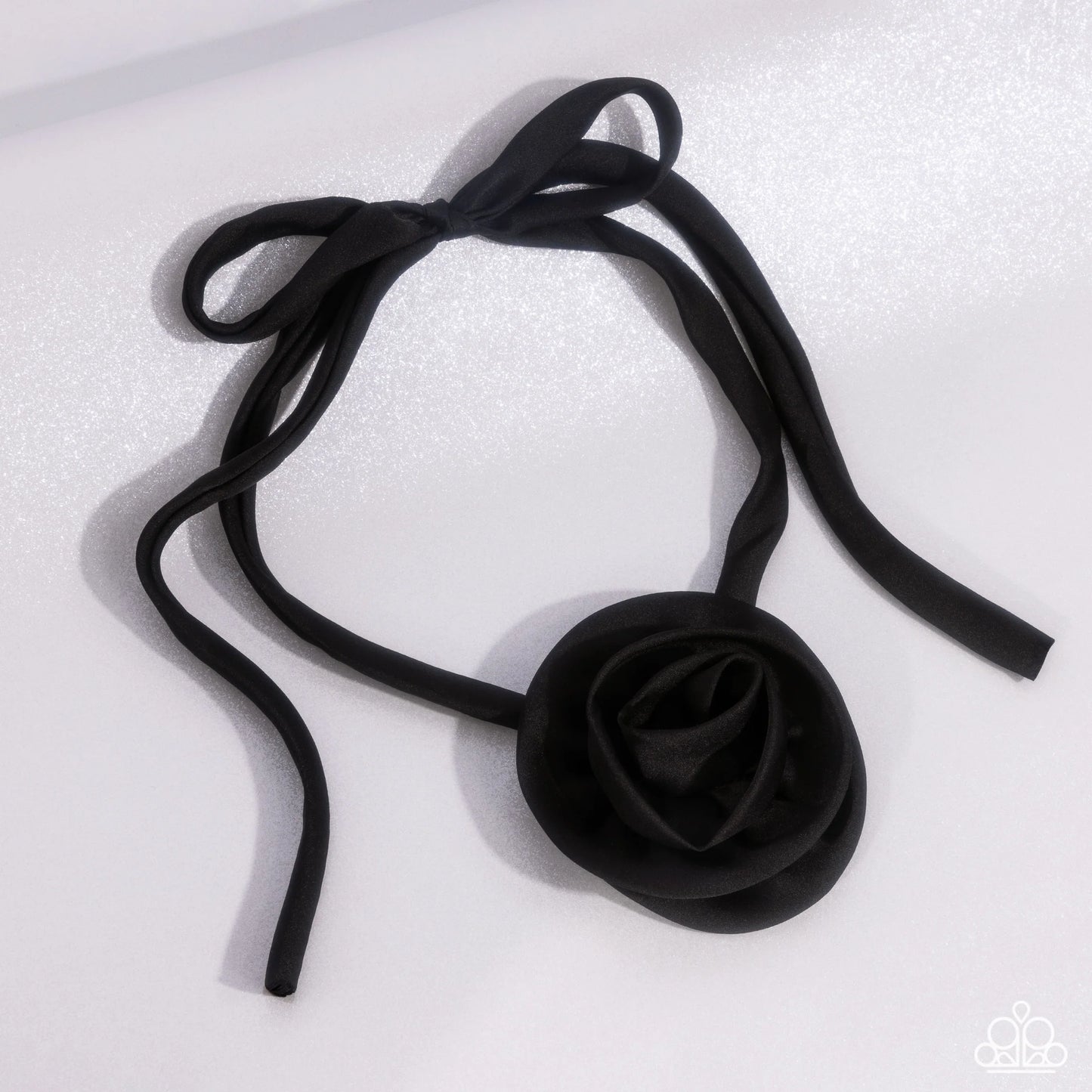 Rosette Reality - Black Oversized Silk Rosette Paparazzi Necklace & matching earrings