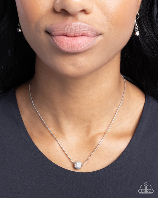 Fearless Flair - White Rhinestone Embellished Ornament Paparazzi Necklace & matching earrings