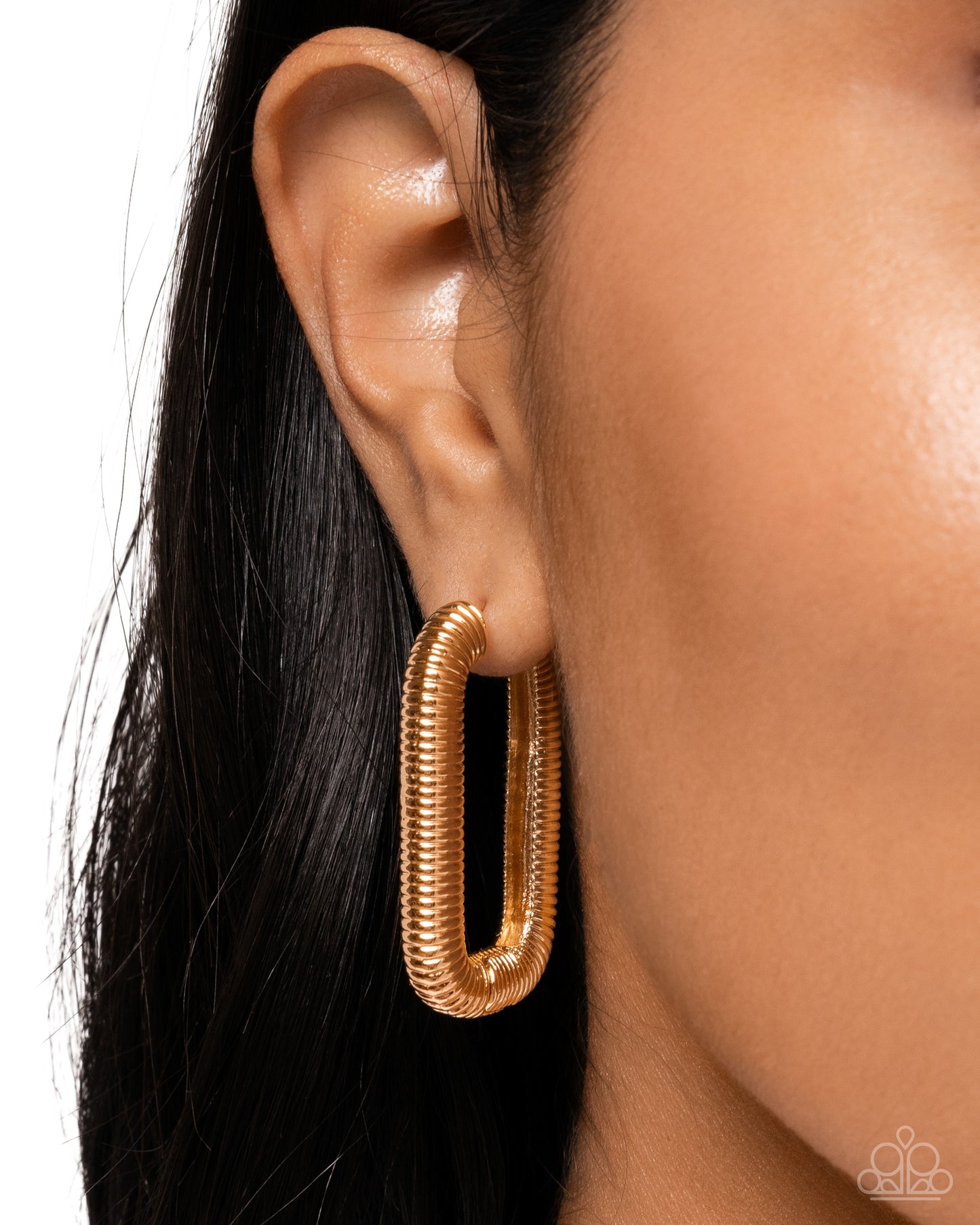 Spiral Supply - Gold Curled Hoop Paparazzi Earrings
