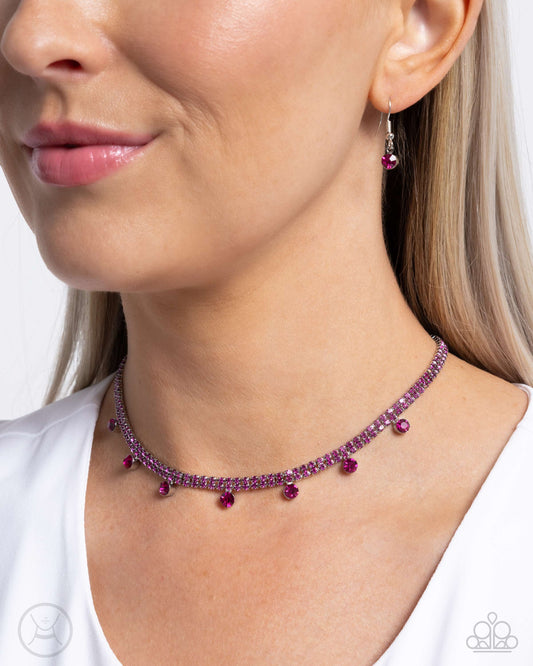 Breathtaking Backdrop - Pink Rhinestone Choker Paparazzi Necklace & matching earrings