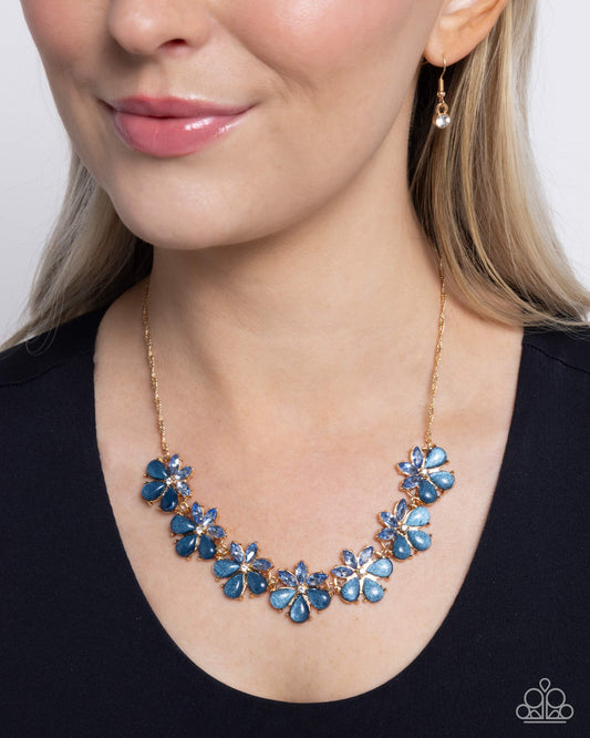 Consistent Chic - Blue Rhinestone/Blue Teardrops/White Rhinestone Flowers Paparazzi Necklace & matching earrings