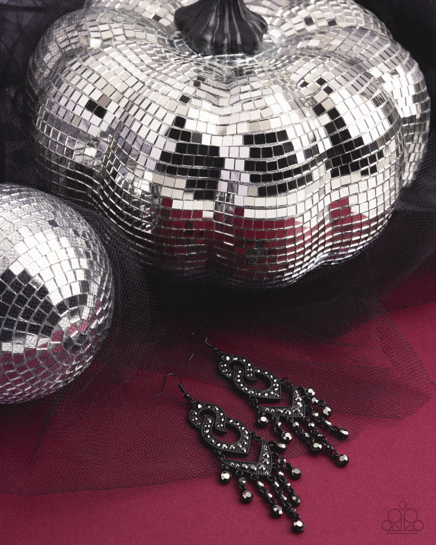 Pristine Precipitation - Black Filigree Frames/Hematite Rhinestones Paparazzi Earrings