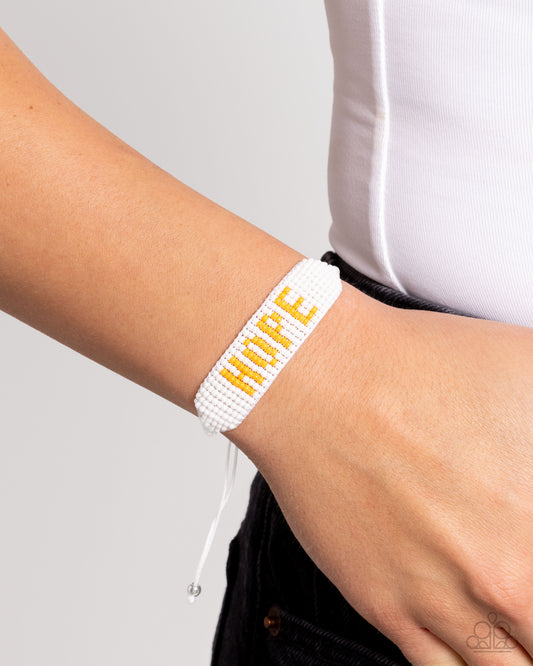 Hopeful Hire - Orange Seed Bead "HOPE" & White Seed Beads Paparazzi Urban Bracelet