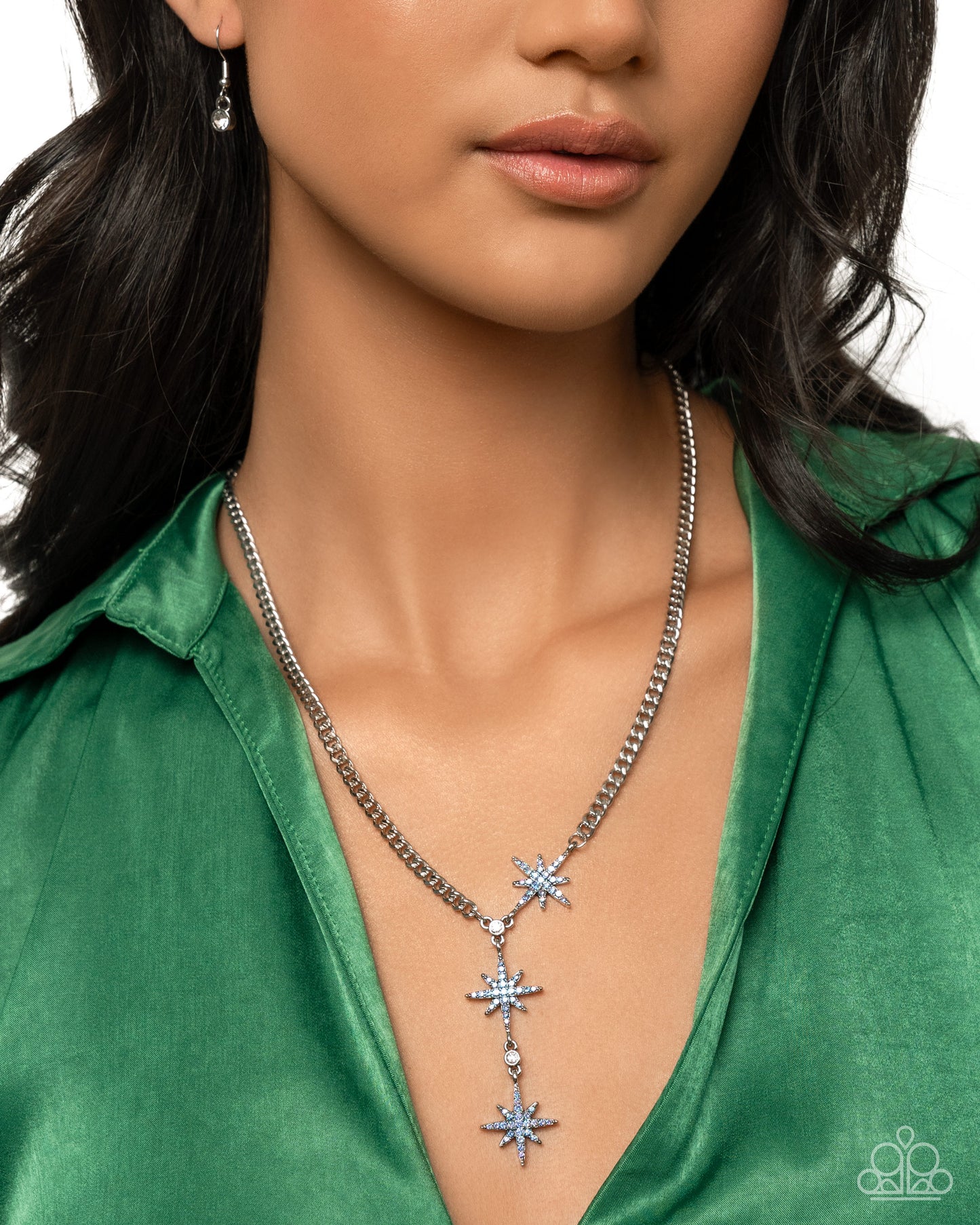 Stellar Story - Blue Iridescent Rhinestone Embellished Stars Paparazzi Necklace & matching earrings