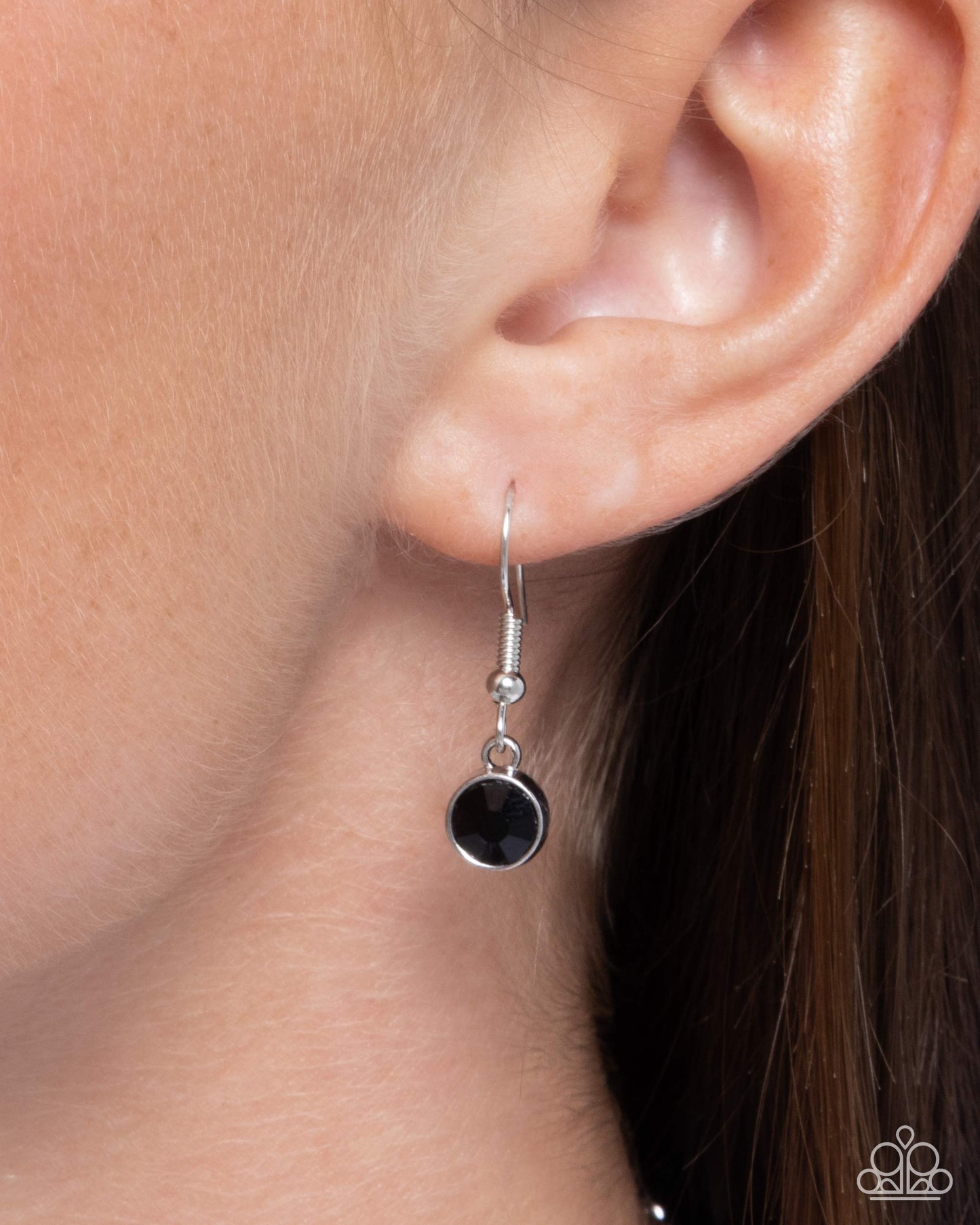 Laid-Back Luster - Black Rhinestone Centers/3-D Silver Flowers Paparazzi Necklace & matching earrings