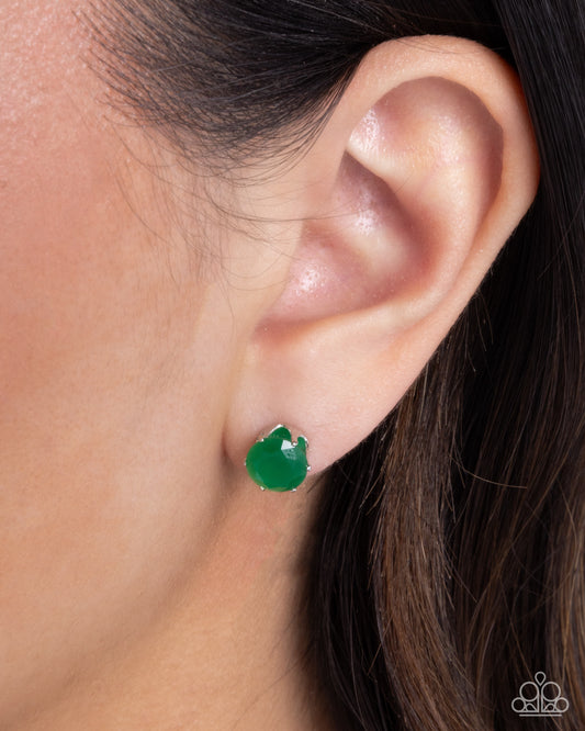 Simply Sublime - Green Cubic Zirconia Paparazzi Post Earrings