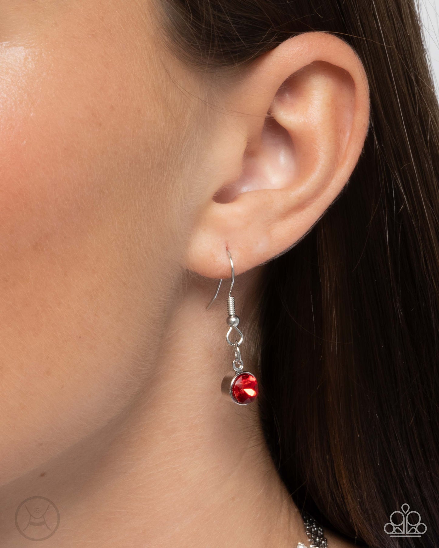 Valentines Vibe - Red Heart Gems/White Round Gems Paparazzi Choker Necklace & matching earrings