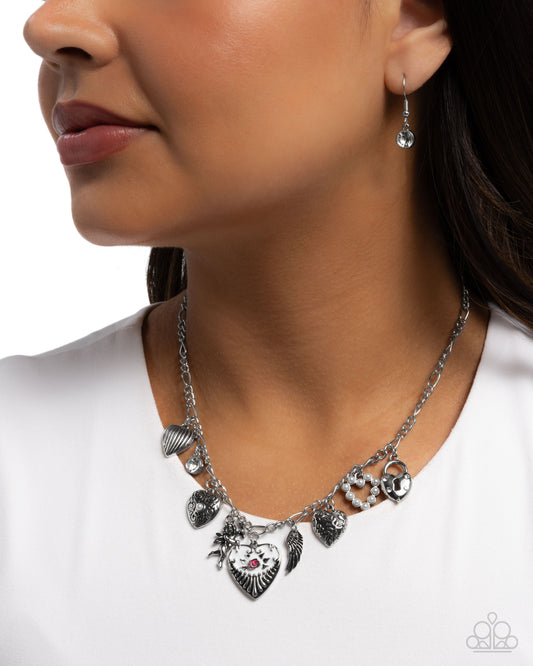 Caring Collection - White Valentine's-Inspired Charms Paparazzi Necklace & matching earrings