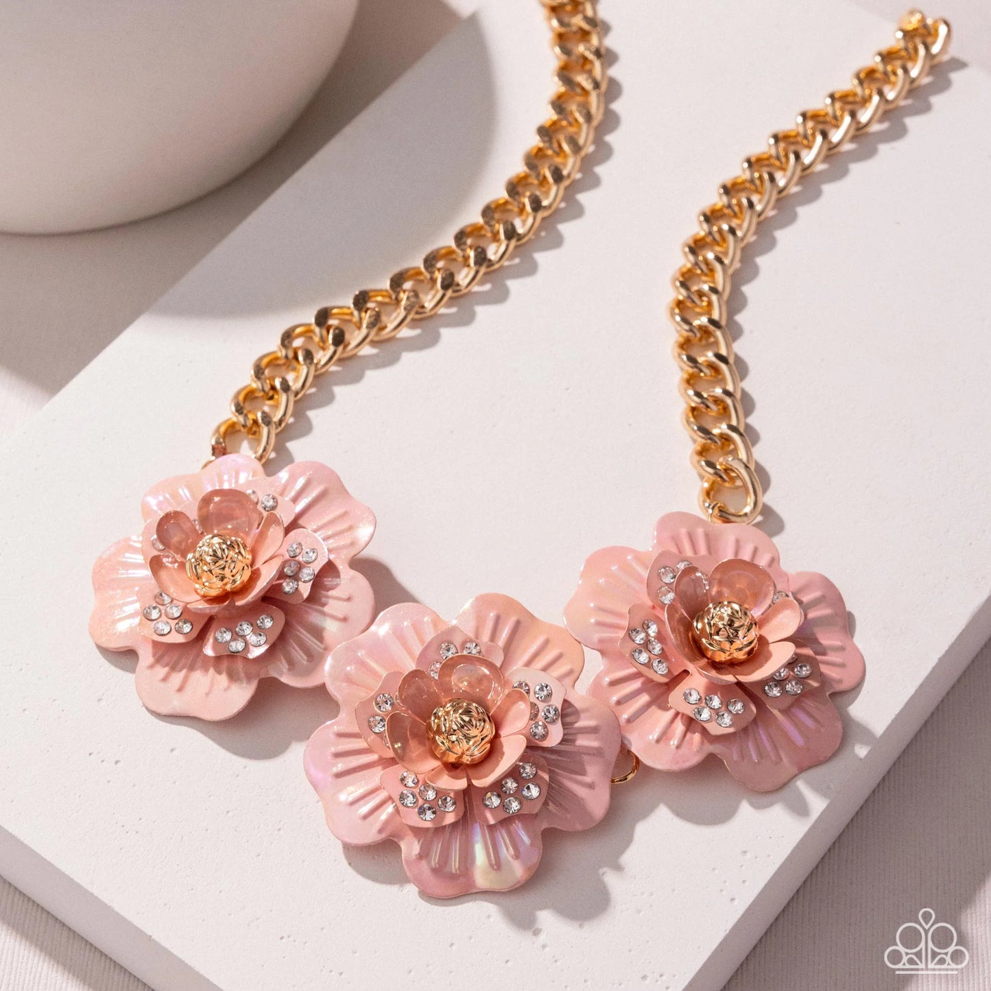 Gala Genre - Pink Iridescent Flower Paparazzi Necklace & matching earrings