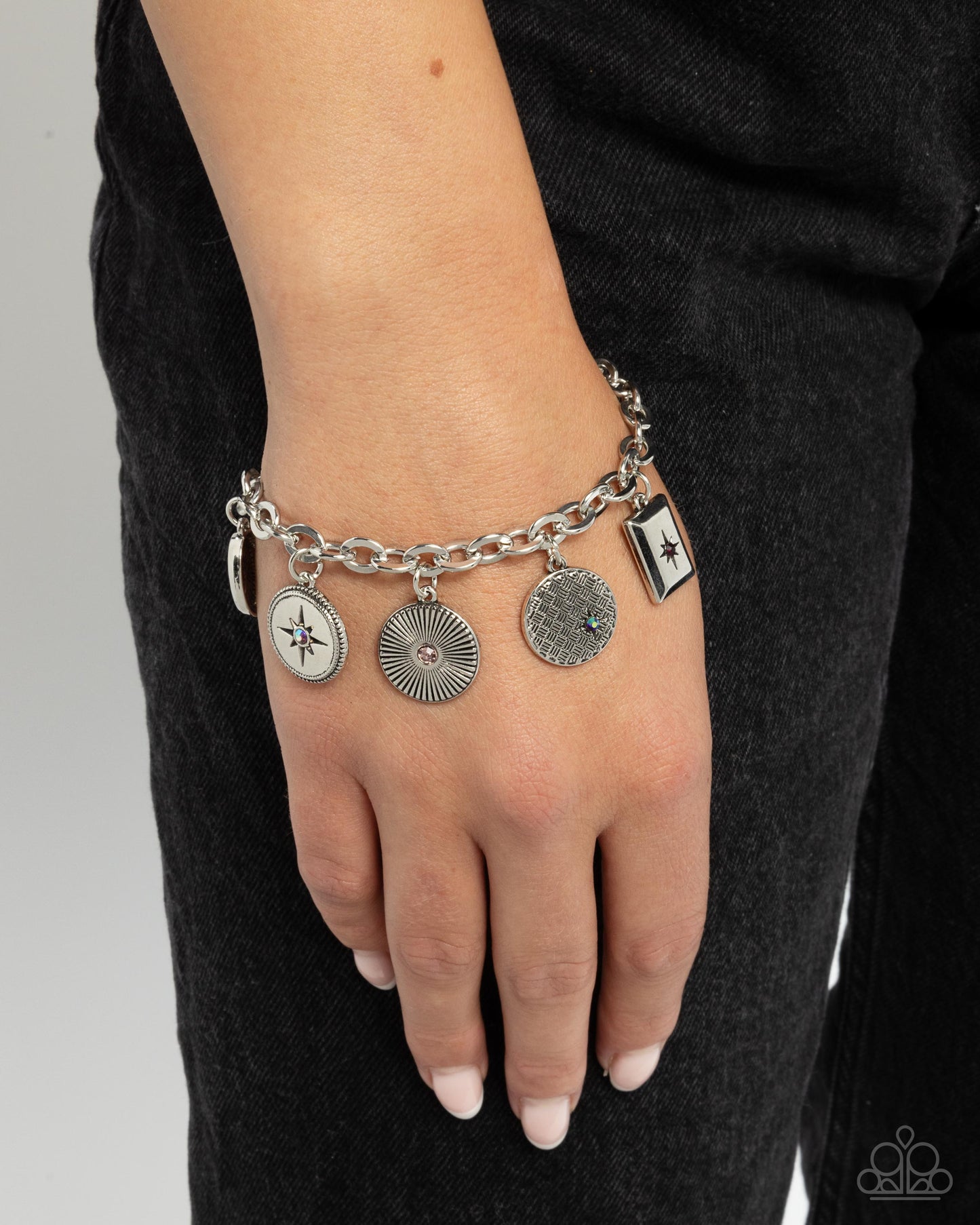 Soothing Stars - Purple Rhinestone Embellished Charms Paparazzi Adjustable Bracelet