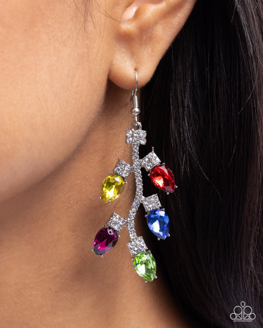 Christmas Lights - Multicolored Teardrop Gem "Lights" Paparazzi Earrings