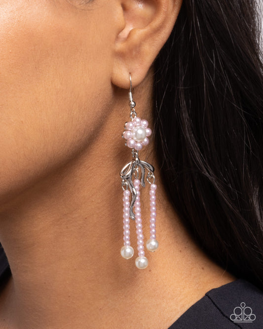 Unforgettable Umbrella - Pink Pearl Tassels Paparazzi Earrings