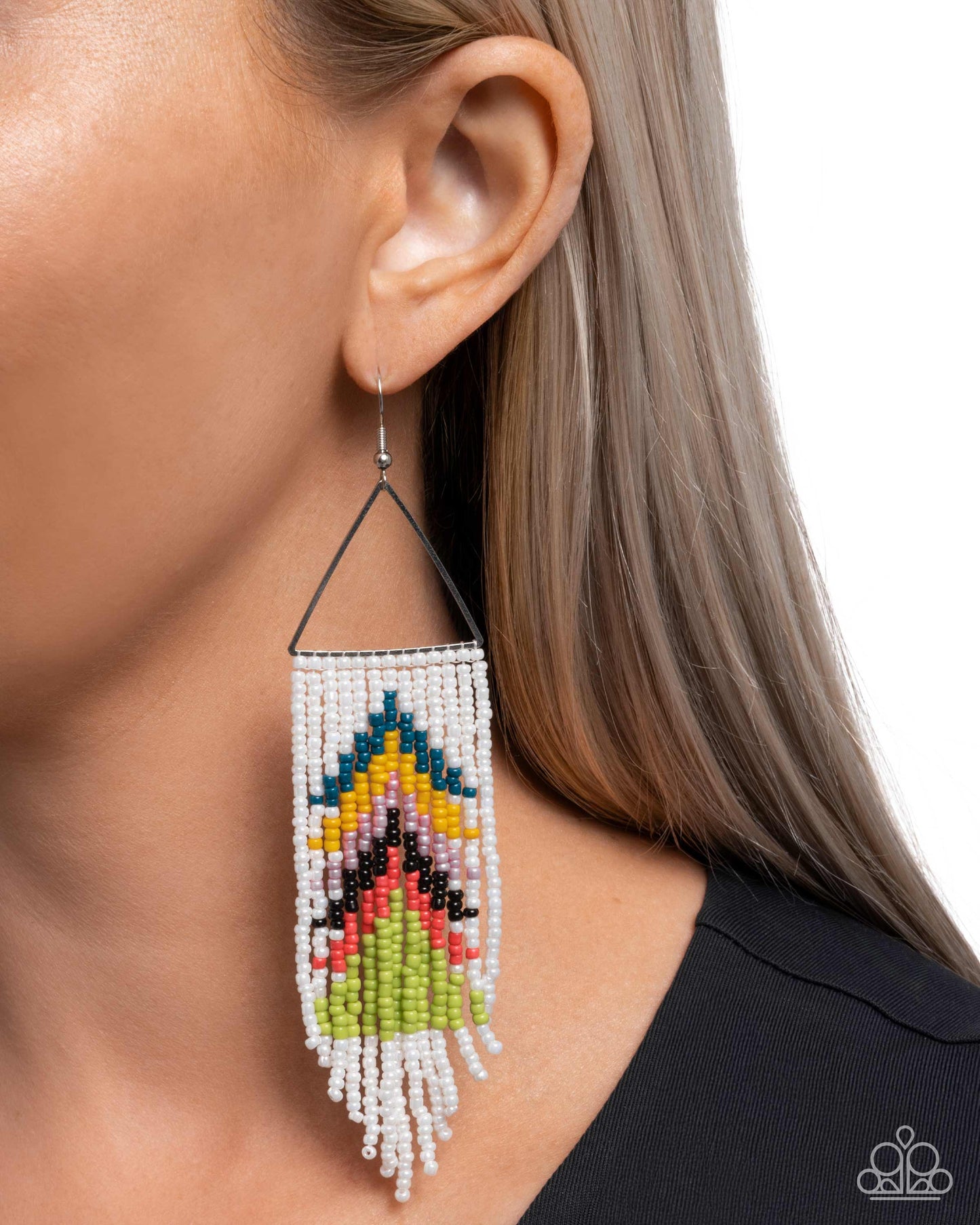 Pointed Promotion - Multicolored Seed Bead Fringe Paparazzi Earrings