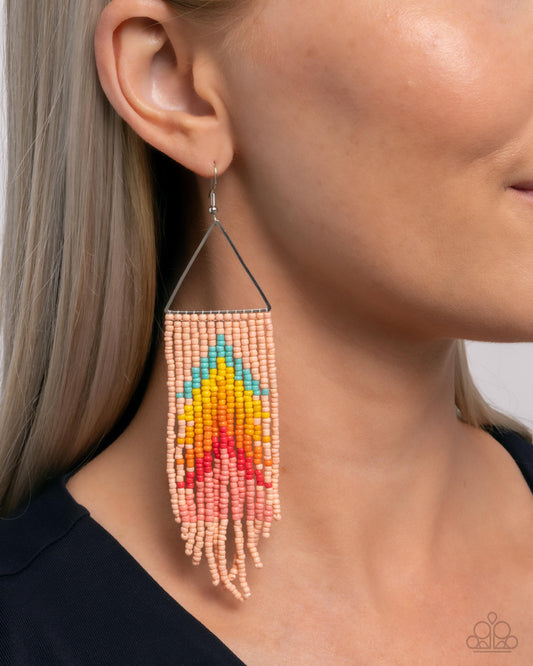 Pointed Promotion - Yellow, Red, Orange, Peach, Turquoise Seed Bead Paparazzi Earrings