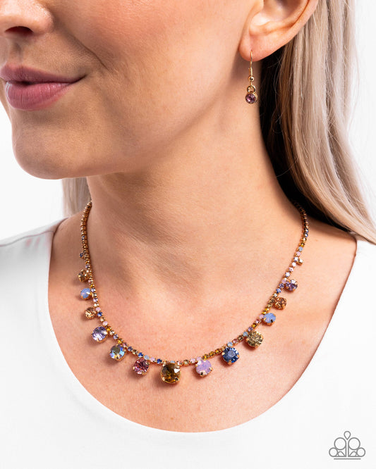 Colorful Countess - Multicolored Rhinestones/Multicolored Gems Paparazzi Necklace & matching earrings
