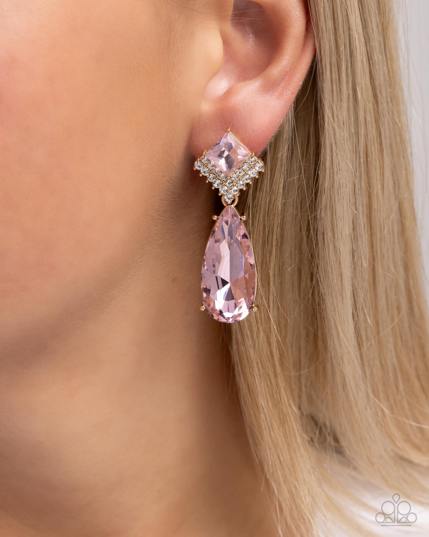 Diamond Life - Pink Gems & White Rhinestone Paparazzi Earrings
