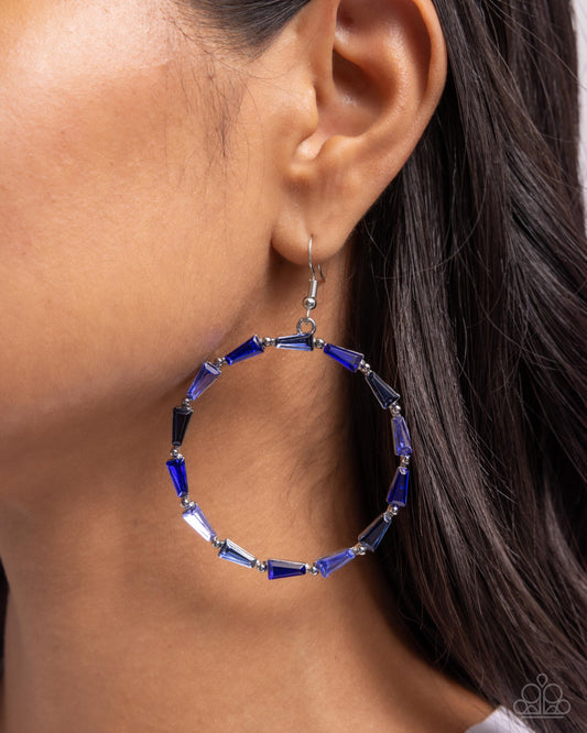 Bounce Around - Blue Rhinestone Embellished Frame Paparazzi Earrings