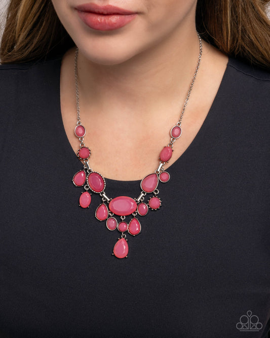 Significant Influence - Pink Faceted Beaded Paparazzi Necklace & matching earrings