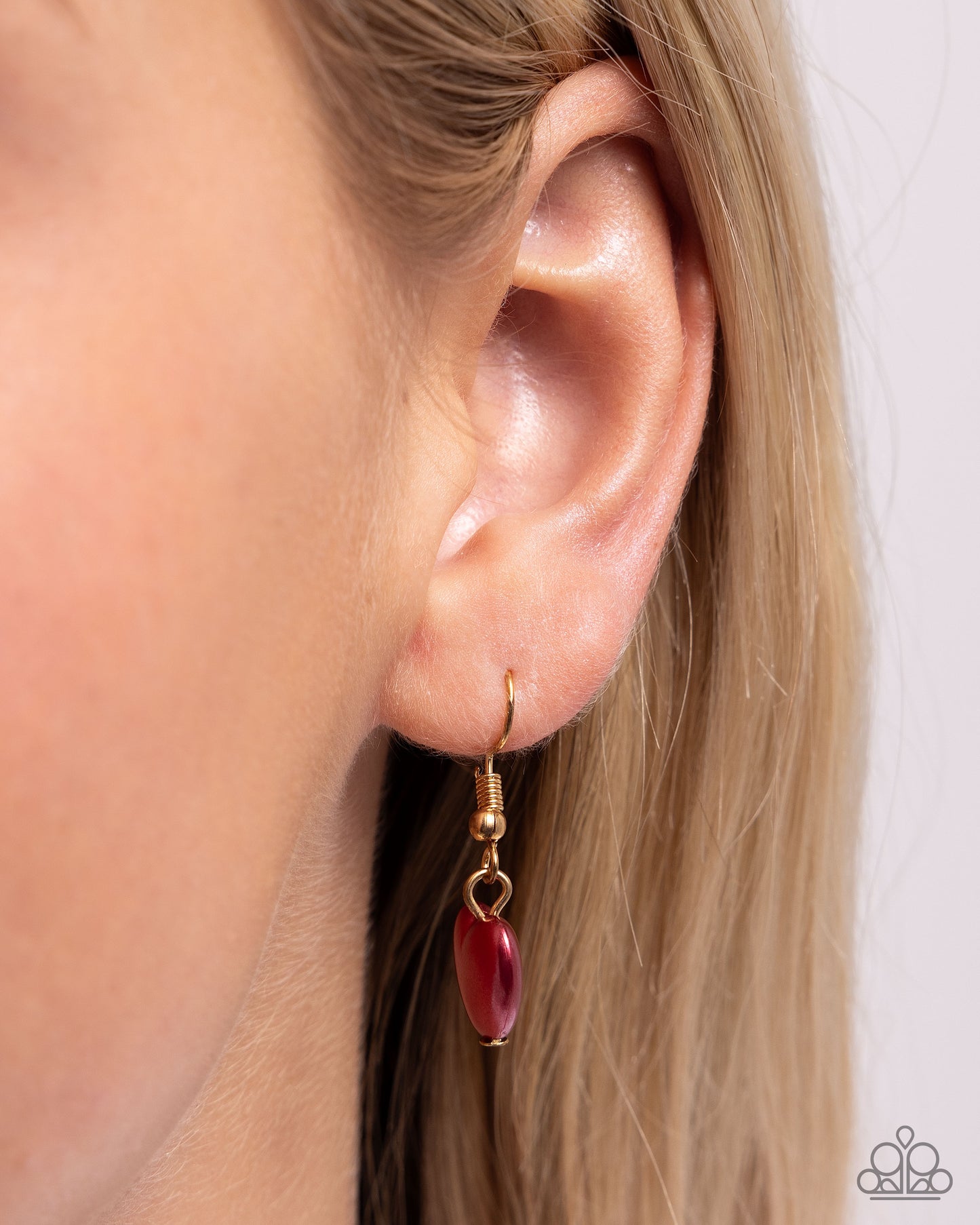 Admirable Affection - Red UV Heart Beads/Mismatched Gold Chains Paparazzi Necklace & matching earrings