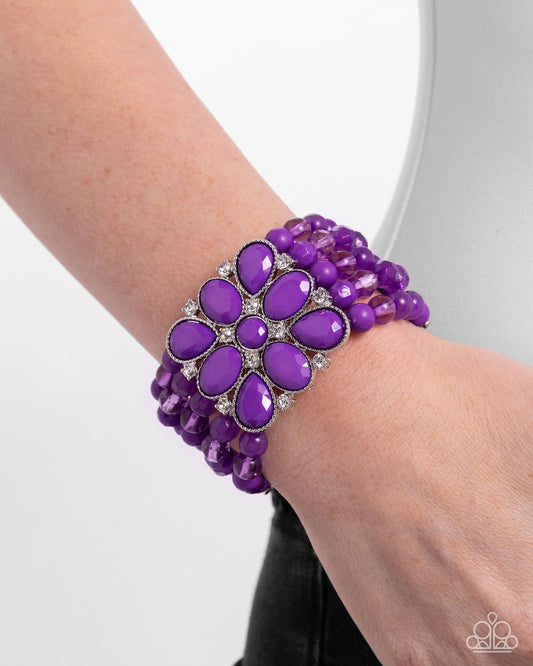 Everything is New - Purple Beaded Paparazzi Stretch Bracelet