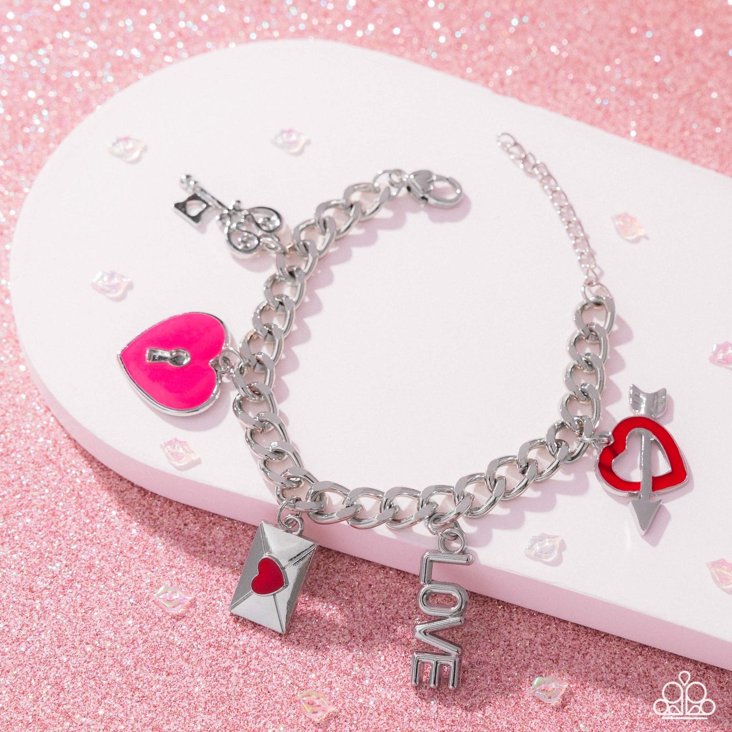 Valentines Variety - Multicolored Valentine's Day Inspired Charms Paparazzi Tennis Bracelet