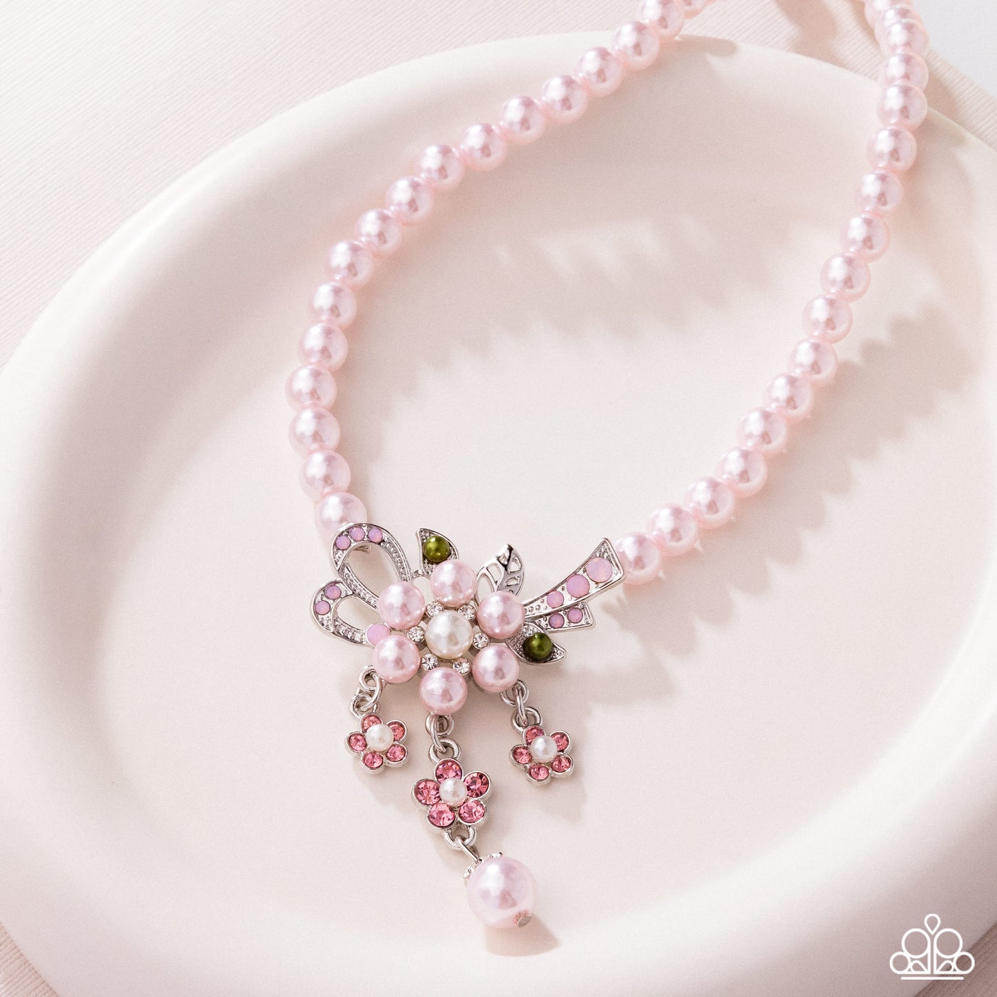 All Over TON - Pink Pearls/Boutonniere-Inspired Pendant Paparazzi Necklace & matching earrings
