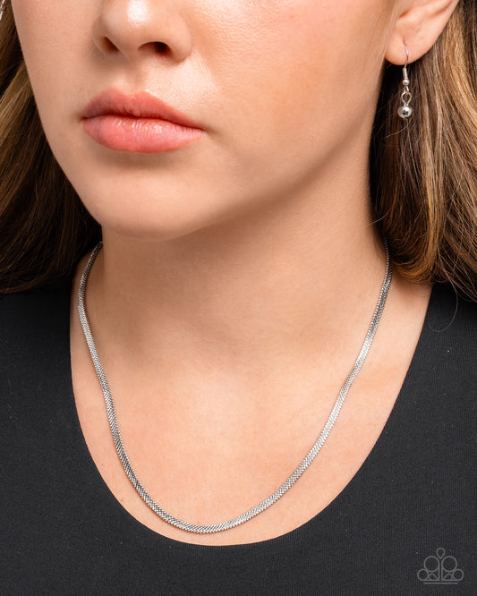 Spirited Simplicity - Silver Snake Chain Paparazzi Necklace & matching earrings