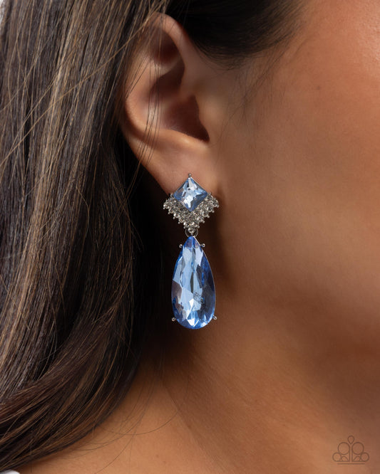 Diamond Life - Blue Gems & White Rhinestones Paparazzi Earrings
