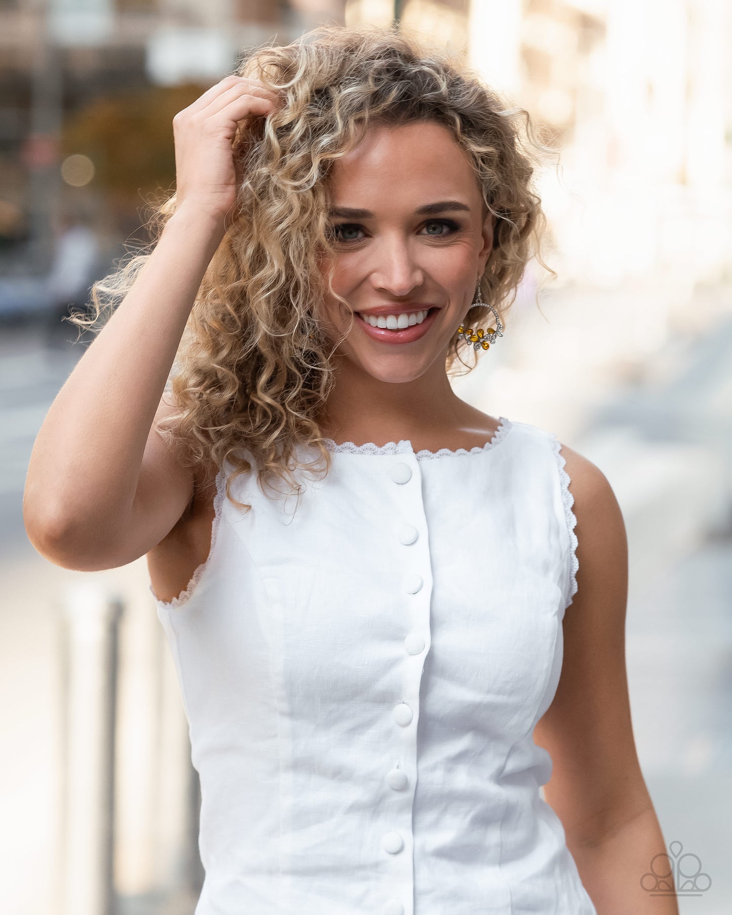 Bouquet Bliss - Yellow & White Rhinestone Flowers Paparazzi Earrings