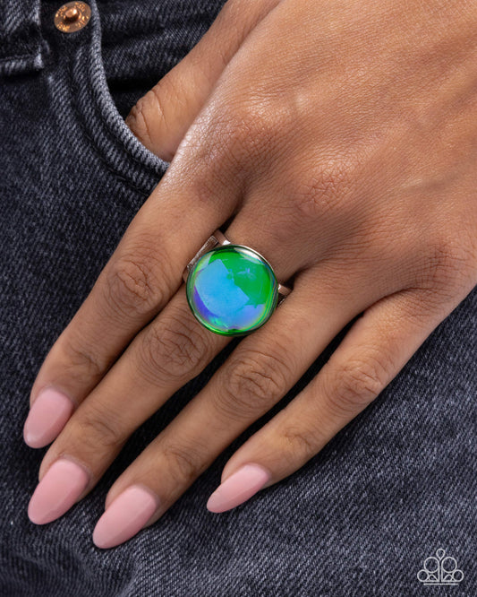 Colorful Cantata - Green To Blue Slips Effect Glass Bead Paparazzi Ring