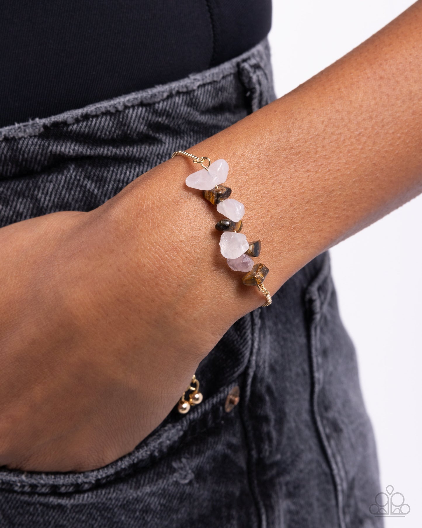 Conquering Canyon - Brown Tiger's Eye & Rose Quartz Stones/Gold Chain Paparazzi Bracelet