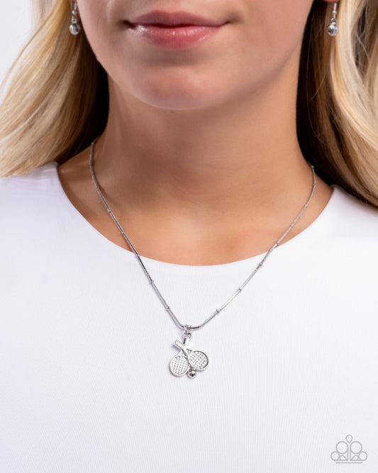 Adorable Ace - Silver Tennis Rackets/Silver Tennis Ball Pendant Paparazzi Necklace & matching earrings