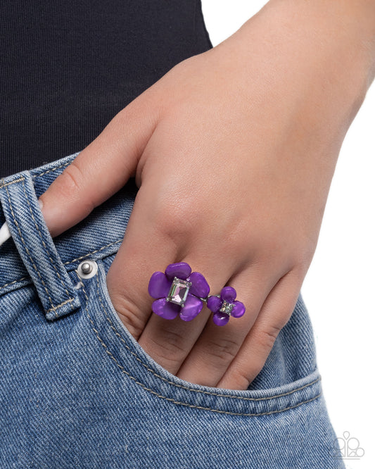 Delicate Duo - Purple Acrylic Flowers Paparazzi Ring