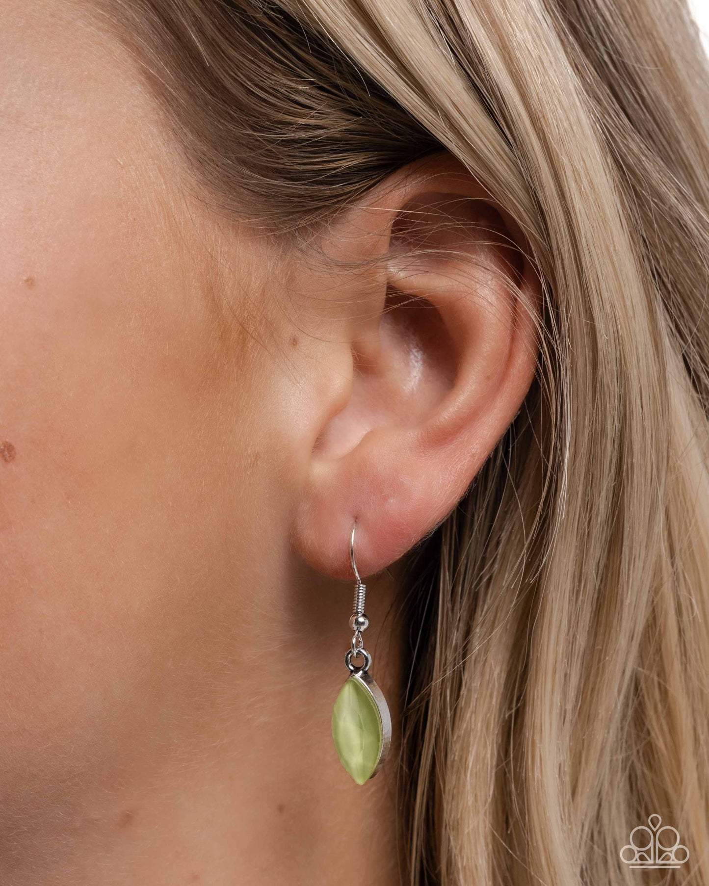 Colorful Citation - Multicolored Marquise-Cut Gems/Green Beaded Paparazzi Necklace & matching earrings