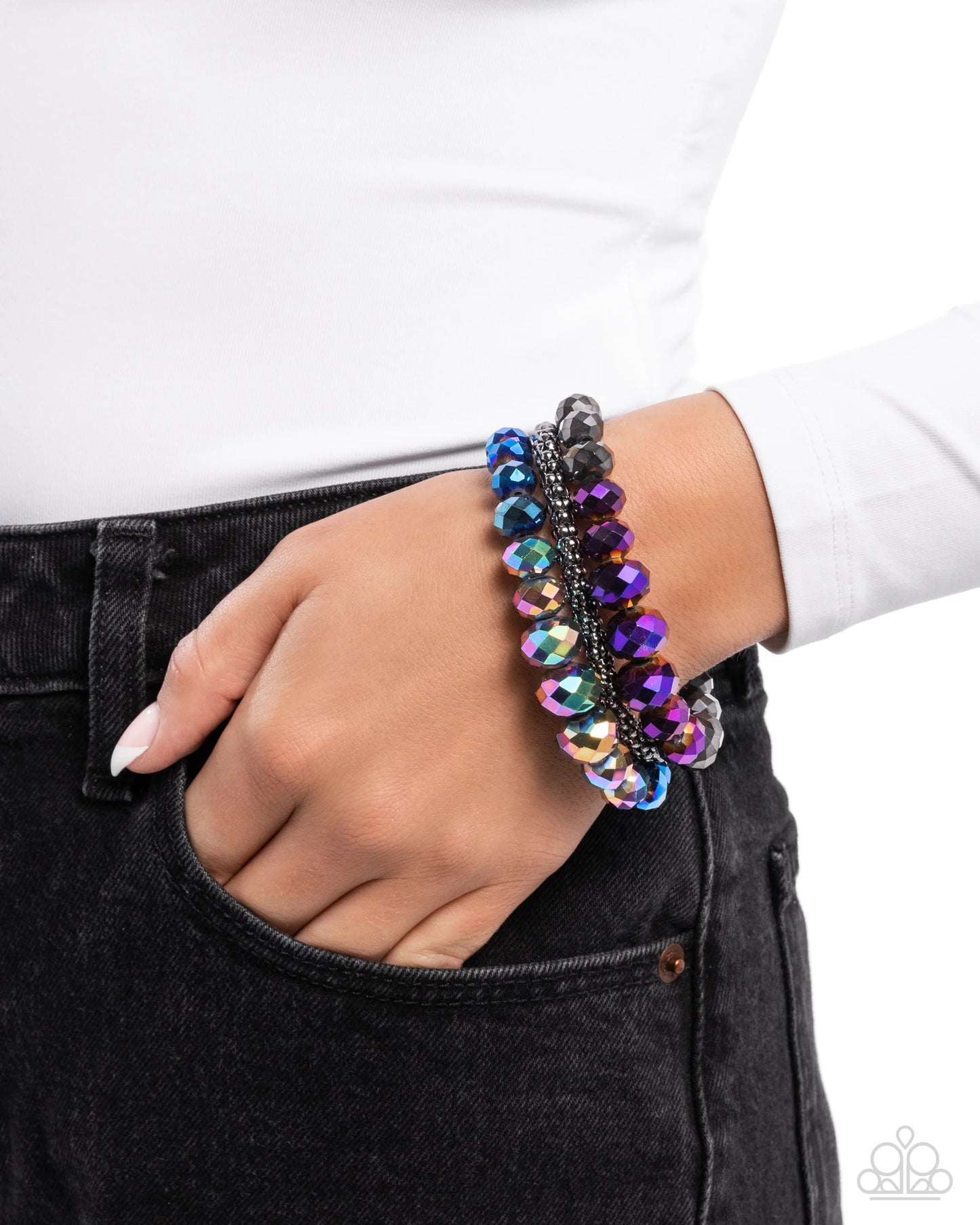 Truth Be Bold - Multicolored Faceted Beaded Paparazzi Tennis Bracelet