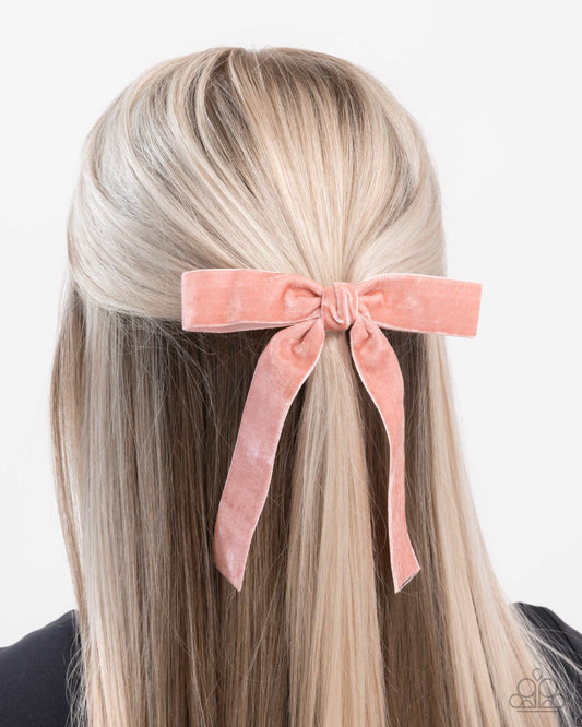 Sophisticated Strategy - Pink Velvet-Like Ribbon Bow Paparazzi Hair Clip