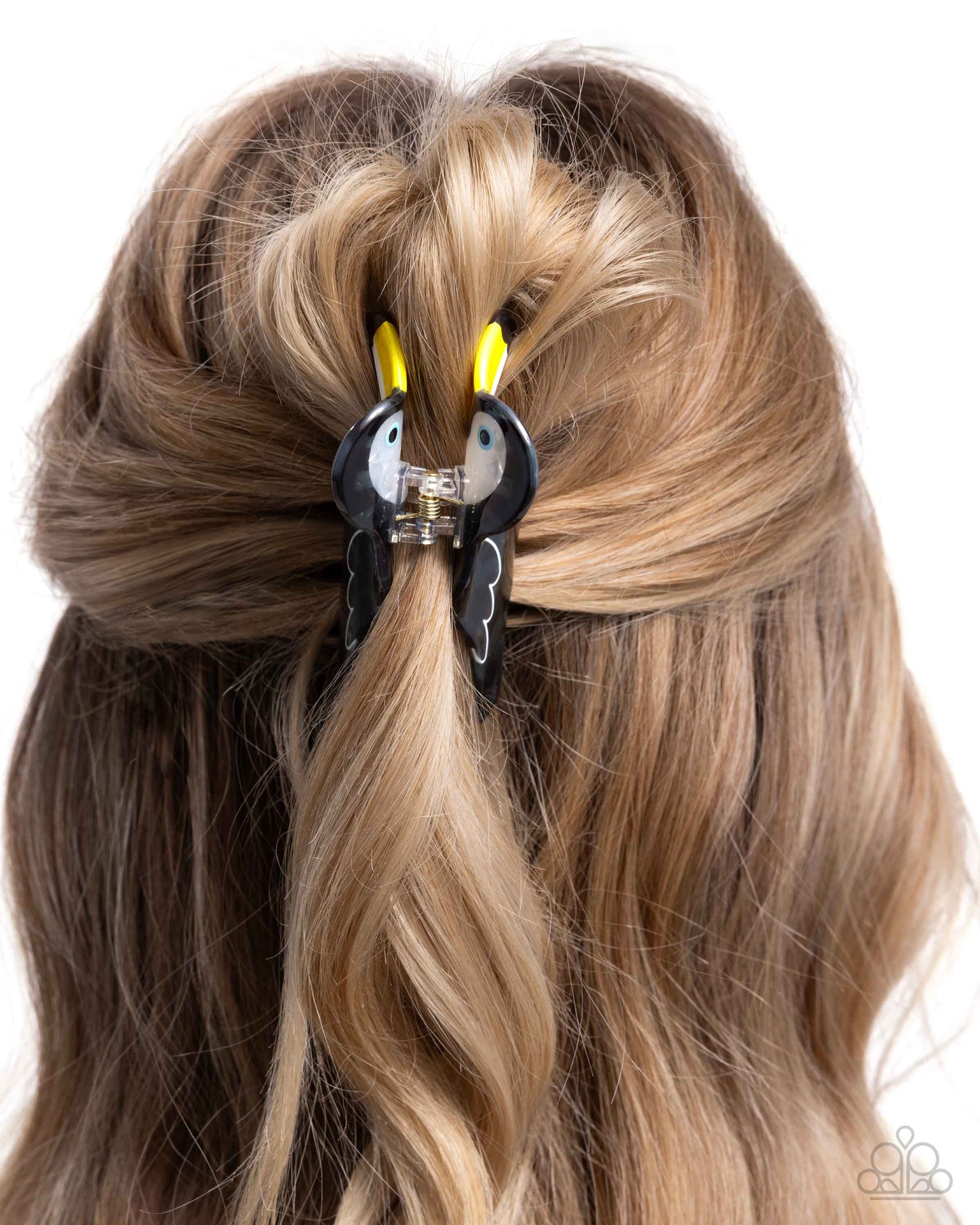 Toucan Theme - Black, White, & Yellow Acrylic Toucan Paparazzi Hair Claw