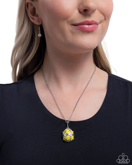 Elevated Easter - Yellow/Purple Painted Easter Egg Pendant Paparazzi Necklace & matching earrings