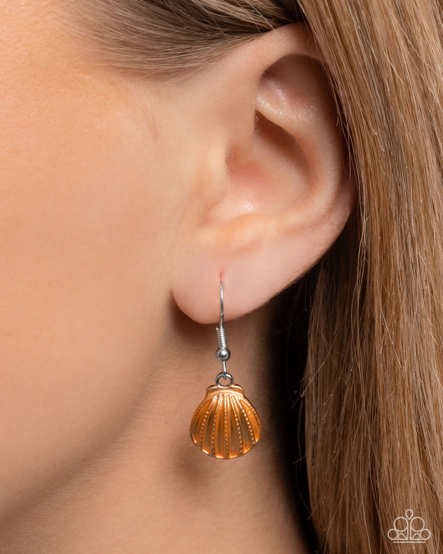 Oceanic Octave - Orange/Silver/White Coastal Charms Paparazzi Necklace & matching earrings