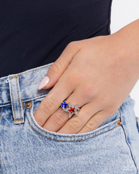 I Pledge Allegiance to the Stars - Multicolor Gems & White Rhinestone Star Paparazzi Ring