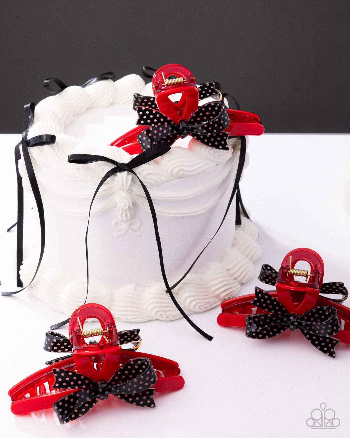 Vaudeville Value - Red Claw Clip/Black Polka Dot Bow Paparazzi Claw Hair Clip
