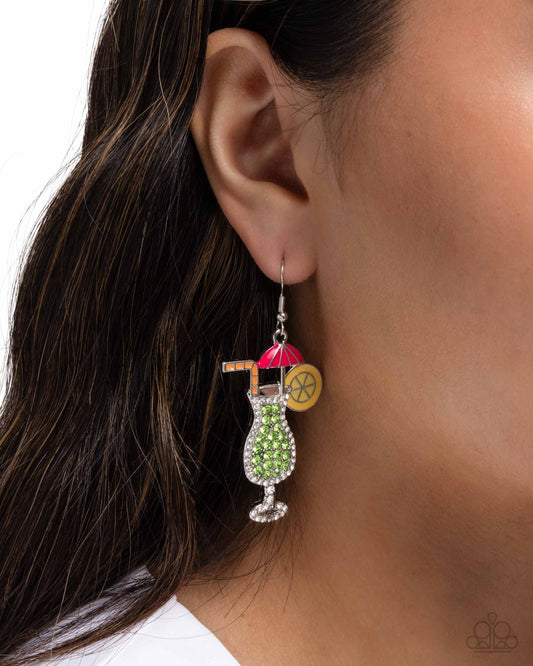 Delightful Daiquiri - Green, Orange, Pink, & Yellow Tropical Drink Paparazzi Earrings