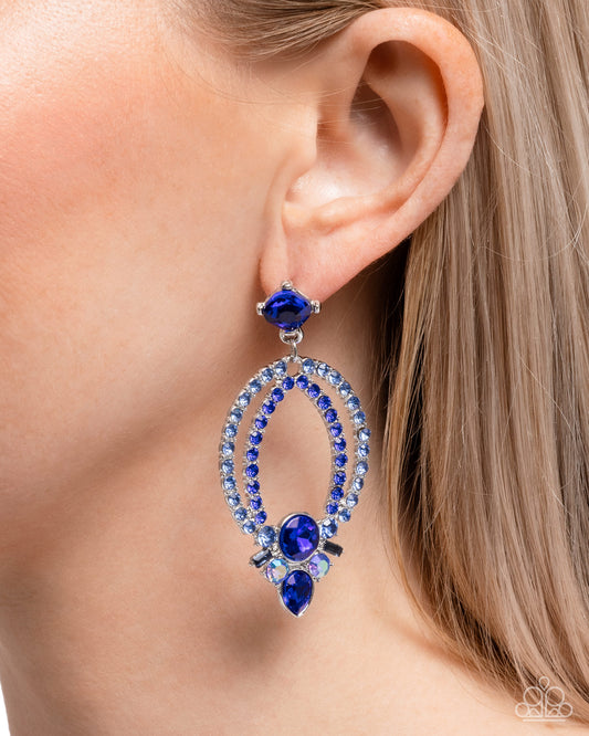 Karma Knockout - Blue Gems & Blue Rhinestone Encrusted Paparazzi Earrings