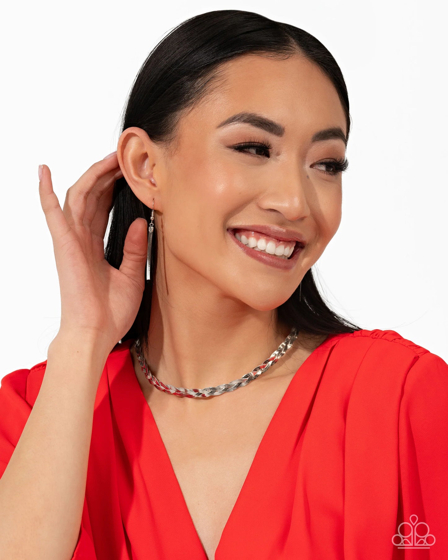 Bewildering Braid - Silver Braided Snake Chain Paparazzi Necklace & matching earrings